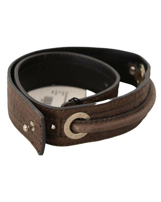 CoSTUME NATIONAL Black Brown Leather Silver Fastening Belt