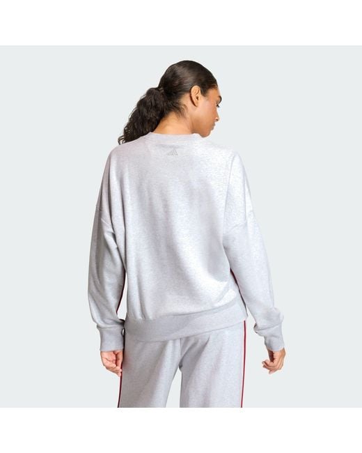 Adidas White Seasonal Essentials Colorpop Sweatshirt With Embroidered Graphic