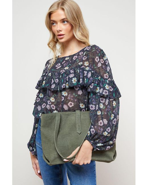 Oasis Blue Esty Suede Tote Bag