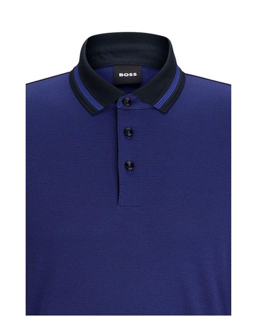 Boss Blue Hugo Boss Pleins 23 Long Sleeved Polo Shirt Dark for men