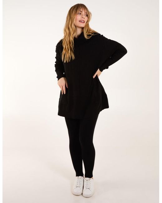 Blue Vanilla Black Ribbed Leggings & Cowl Neck Jumper Set