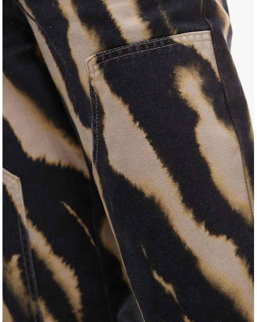 TOPSHOP White Blurred Zebra Trousers With Patch Detailing