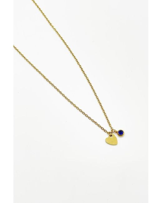SVNX Natural Mini Heart & September Birthstone Necklace