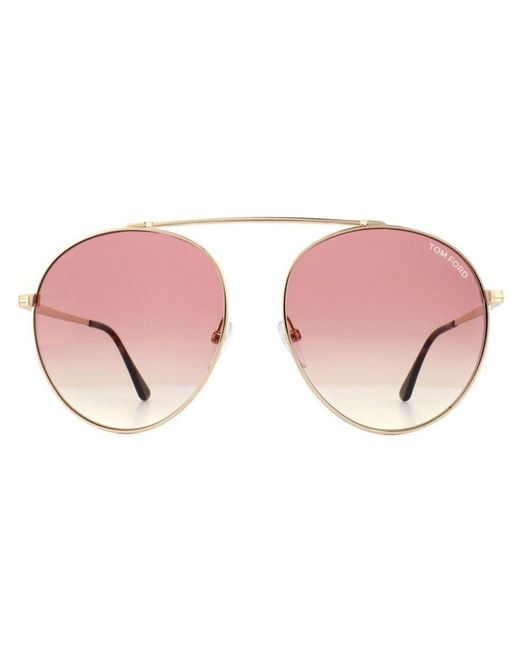 Tom Ford Pink Sunglasses Simone 0571 28Z To Peach Gradient Metal (Archived)