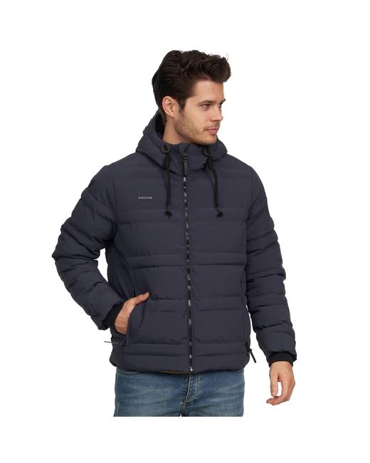 Brave Soul Blue Bravesoul Puffer Jacket Winter Hooded Coat for men