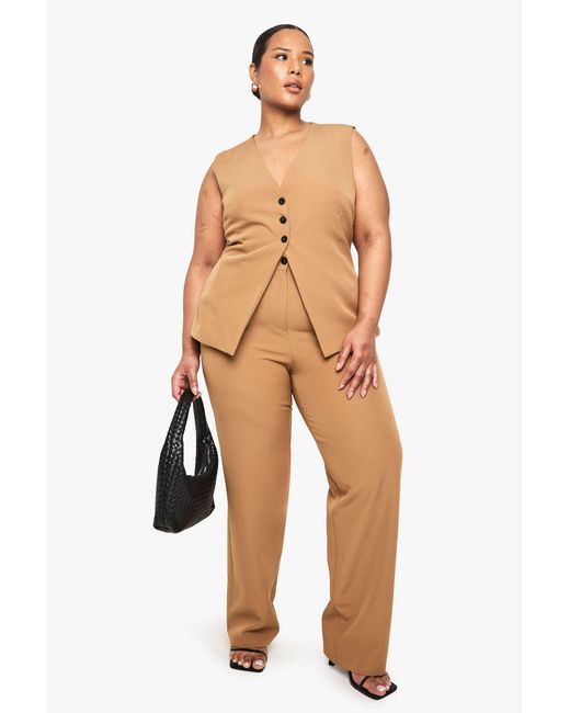 Boohoo White Plus Straight Leg Tailored Pants