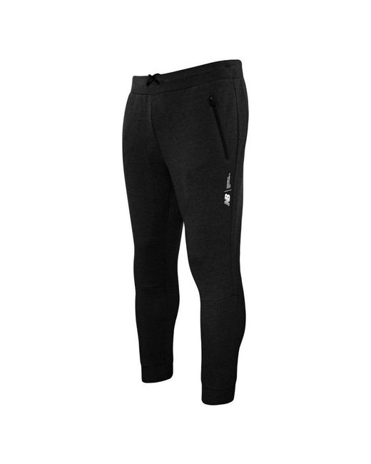 New Balance Black Stretch Graphic Logo Fortitech Fleece Track Pants Mp11143 Cotton for men