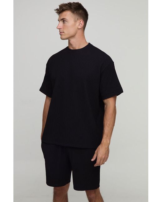 BoohooMAN Black Oversized T-Shirt & Relaxed Shorts Lounge Set for men