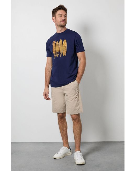 MAINE Blue Surf & Camper Printed T-Shirt Cotton for men