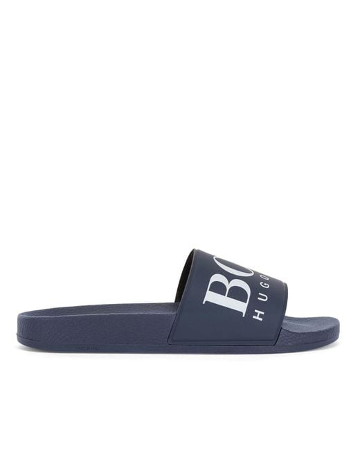 Boss Blue Solar Slide Logo Sandals for men