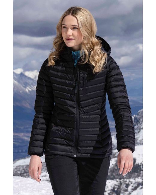 Mountain Warehouse Blue 'Skyline' Hydrophobic Down Jacket Water Resistant Hooded Winter Coat Polyamide