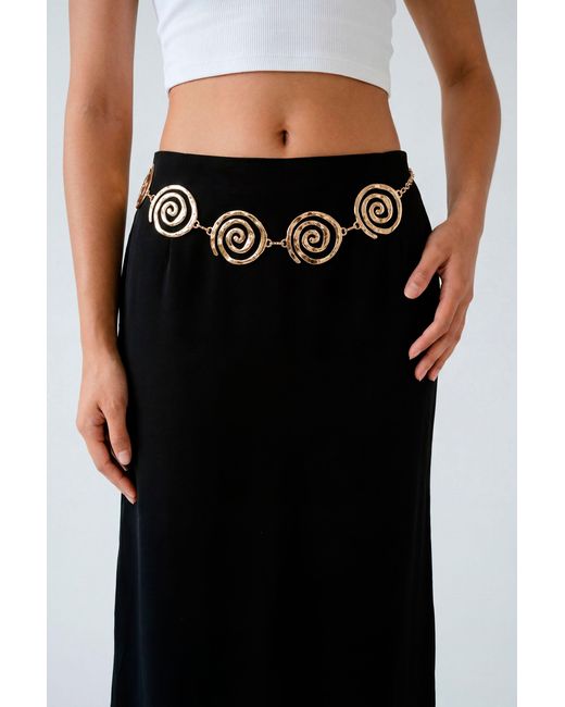 Boohoo Black Spiral Detail Chain Belt