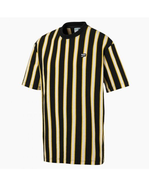 PUMA Black Downtown Stripe Tee Casual T-Shirt 595687 01 for men