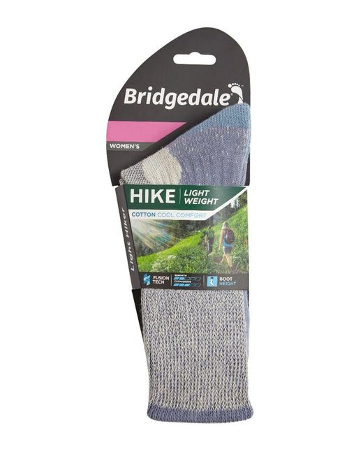 Bridgedale Blue Hiking Lightweight Cotton Boot Socks -Smoky