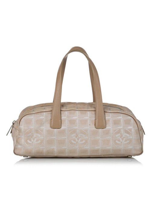 Chanel Natural Vintage New Travel Line Canvas Handbag Brown
