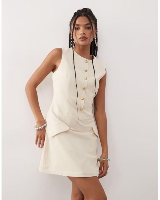 Amy Lynn Natural Tailored Waistcoat Mini Dress