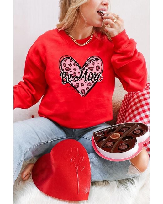 Azura Exchange Leopard Hart Valentijn Sweater in het Red