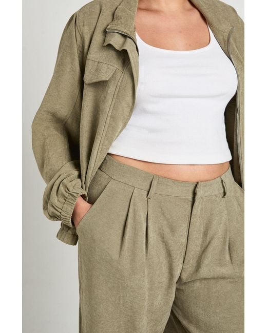Boohoo Natural Plus Peached Pleated Wide Leg Trouser
