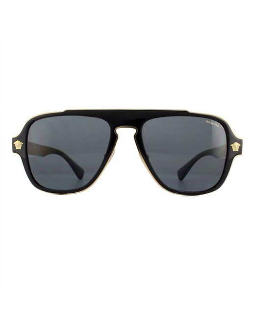 Versace Gray Aviator Polarized Sunglasses Metal for men