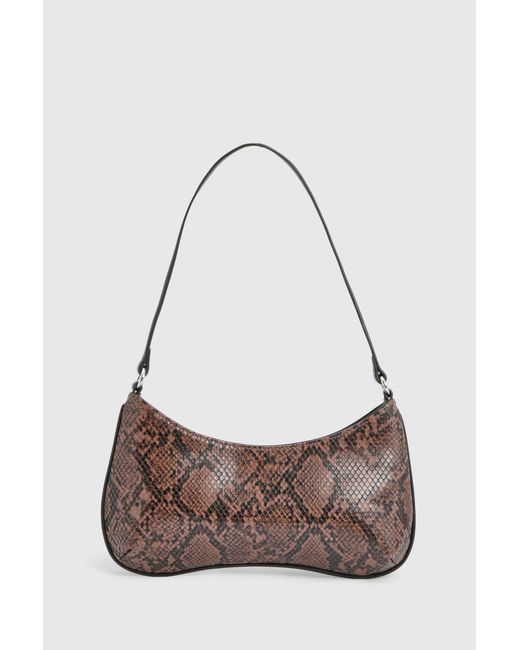 Boohoo Black Snake Print Basic Shoulder Bag