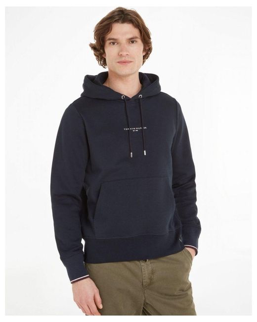 Tommy Hilfiger Blue Tommy Logo Tipped Hoodie for men