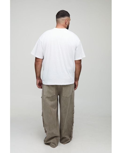 BoohooMAN White Plus Oversized Cross Embroidery T-Shirt for men