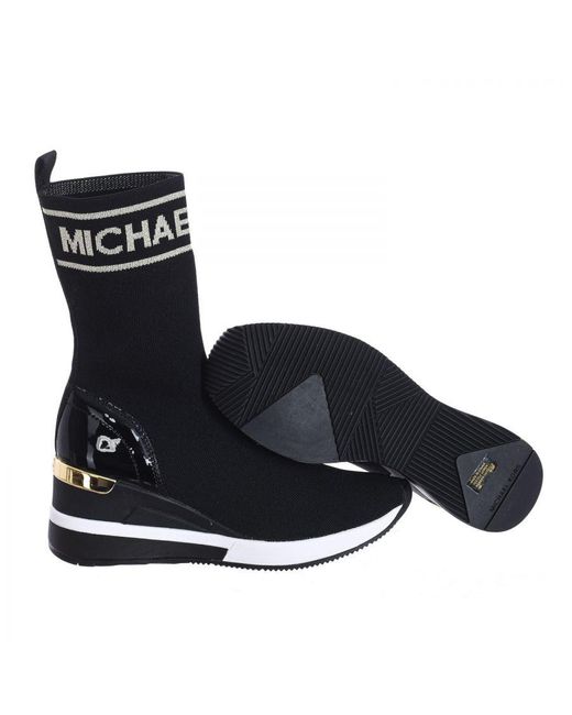 Michael Kors Skyler-sneakers Met Stretchgebreide Sokken F2skfe5d Voor in het Black