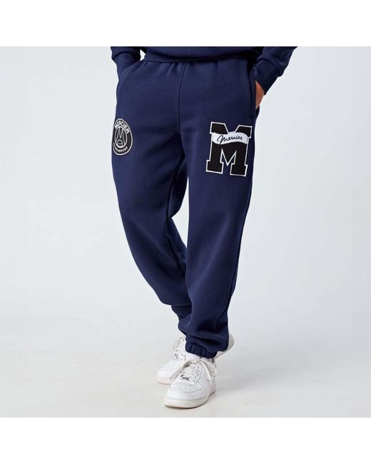Mercier Blue Drawcord Waist Embroidered Joggers for men