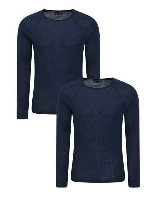Mountain Warehouse Blue Merino Base Layer Top Isotherm Breathable Everyday Sweater for men