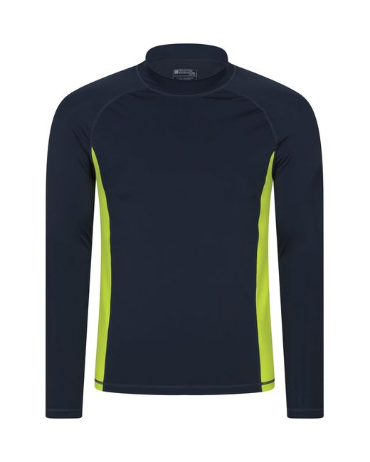 Mountain Warehouse Blue Long Sleeve Rash Vest Sun Protection Quick Drying Swimwear Stretchy Beach Surf Top Polyamide for men