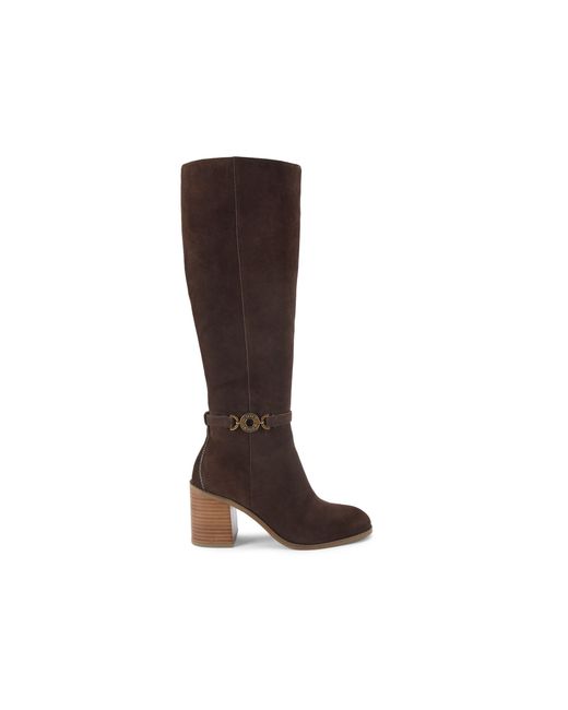 Kurt Geiger Brown Suede Bromley Block Heel Knee Boots
