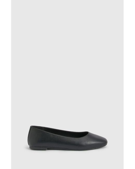 Boohoo Black Round Toe Ballet Flats
