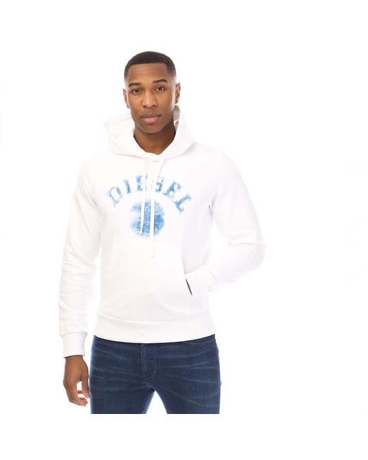 DIESEL White Ginn 9-D Hoodie for men