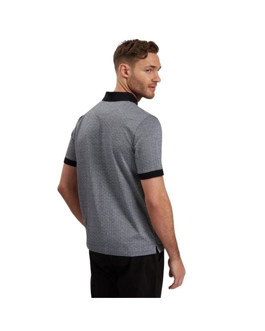 Ted Baker Gray Auguso Regular Tonal Jacquard Polo Shirt for men