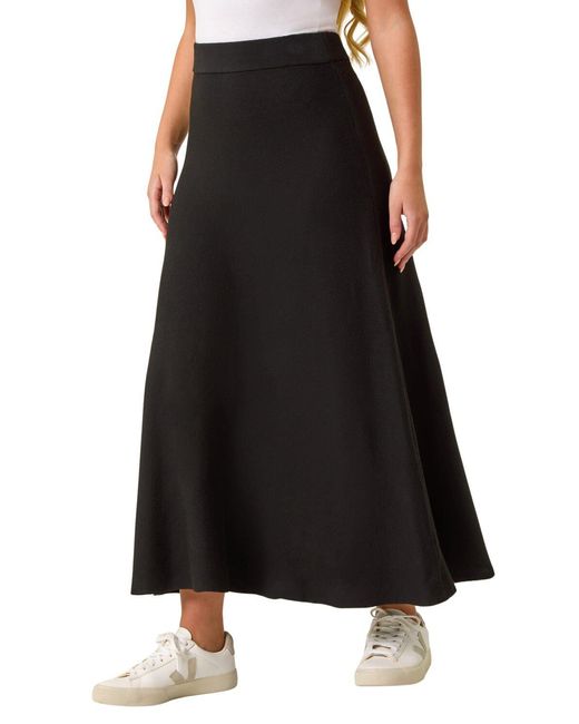 Roman Black Petite Stretch Knitted Midi Skirt