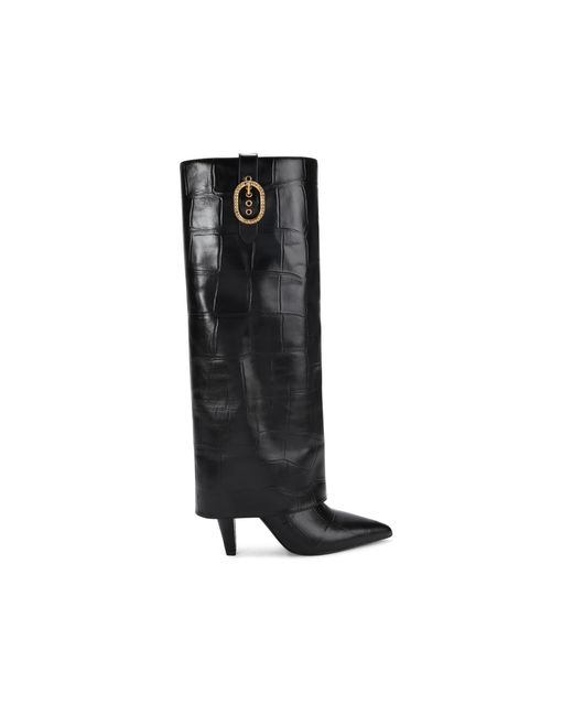 Kurt Geiger Black Leather Fold Over Tall Boots