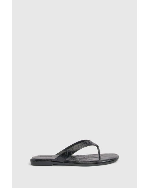 Boohoo White Wide Fit Square Toe Flip Flops