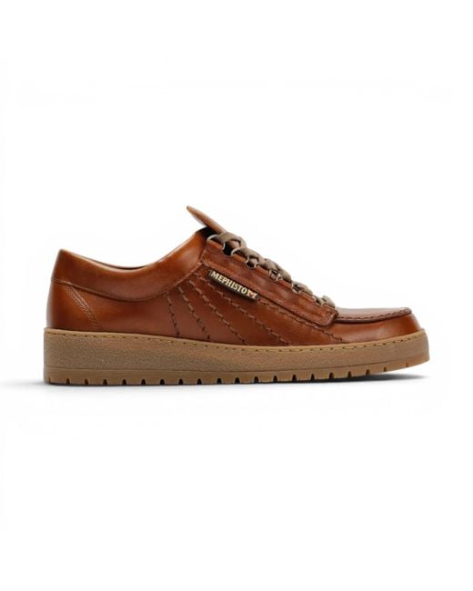 Mephisto Brown Leather Walking Shoes for men