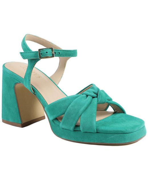 Jones Bootmaker Blue Gloriana Block Heel Leather Buckled Sandals