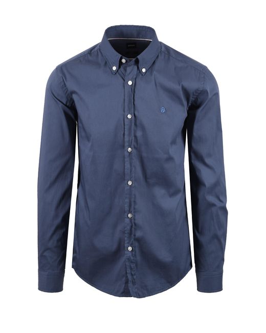 Boss Blue H Roan Shirt Open Cotton for men