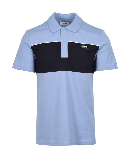 Lacoste Blue Colour Block Polo Shirt/ Cotton for men