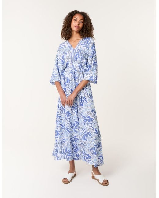 Blue Vanilla Blue Embellished V Front & Back Maxi Dress