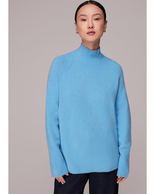 Whistles Blue Relaxed Funnel Neck Jumper