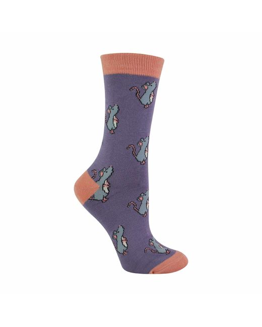 Miss Sparrow Purple 1 Pack Ladies Novelty Animal Patterned Bamboo Socks
