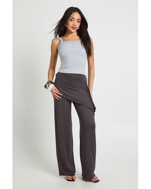 Boohoo Blue Wrap Skirt Straight Leg Trouser