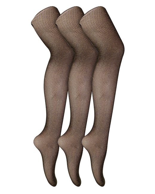 Sock Snob Brown 3 Pair Multipack Fishnet Tights For