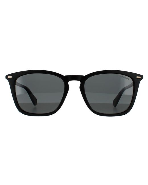 Polaroid Black Lightweight Square Matte Polarized Sunglasses