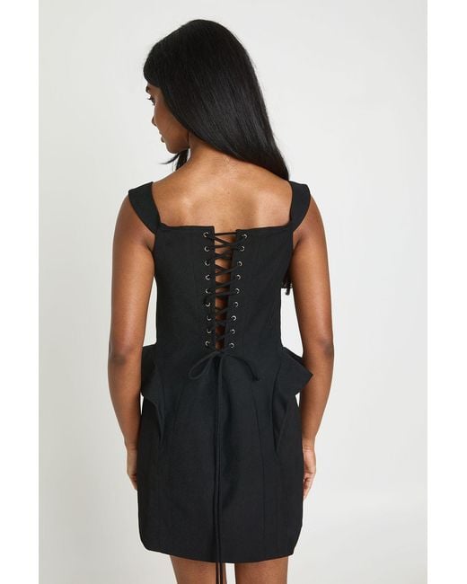 Boohoo Black Structured Corset Detail Mini Dress