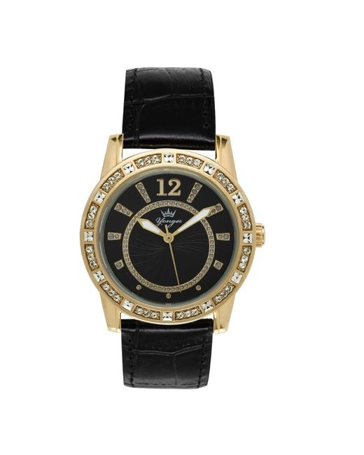 Yonger & Bresson Black And Dial Band Watch With Case Leather
