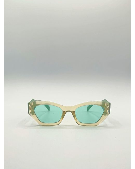 SVNX Green Angular Framed Sunglasses